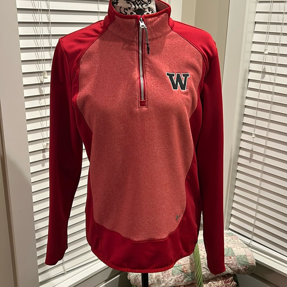 Under Armour Wisconsin Team Half Zip Jacket, Red, Size L